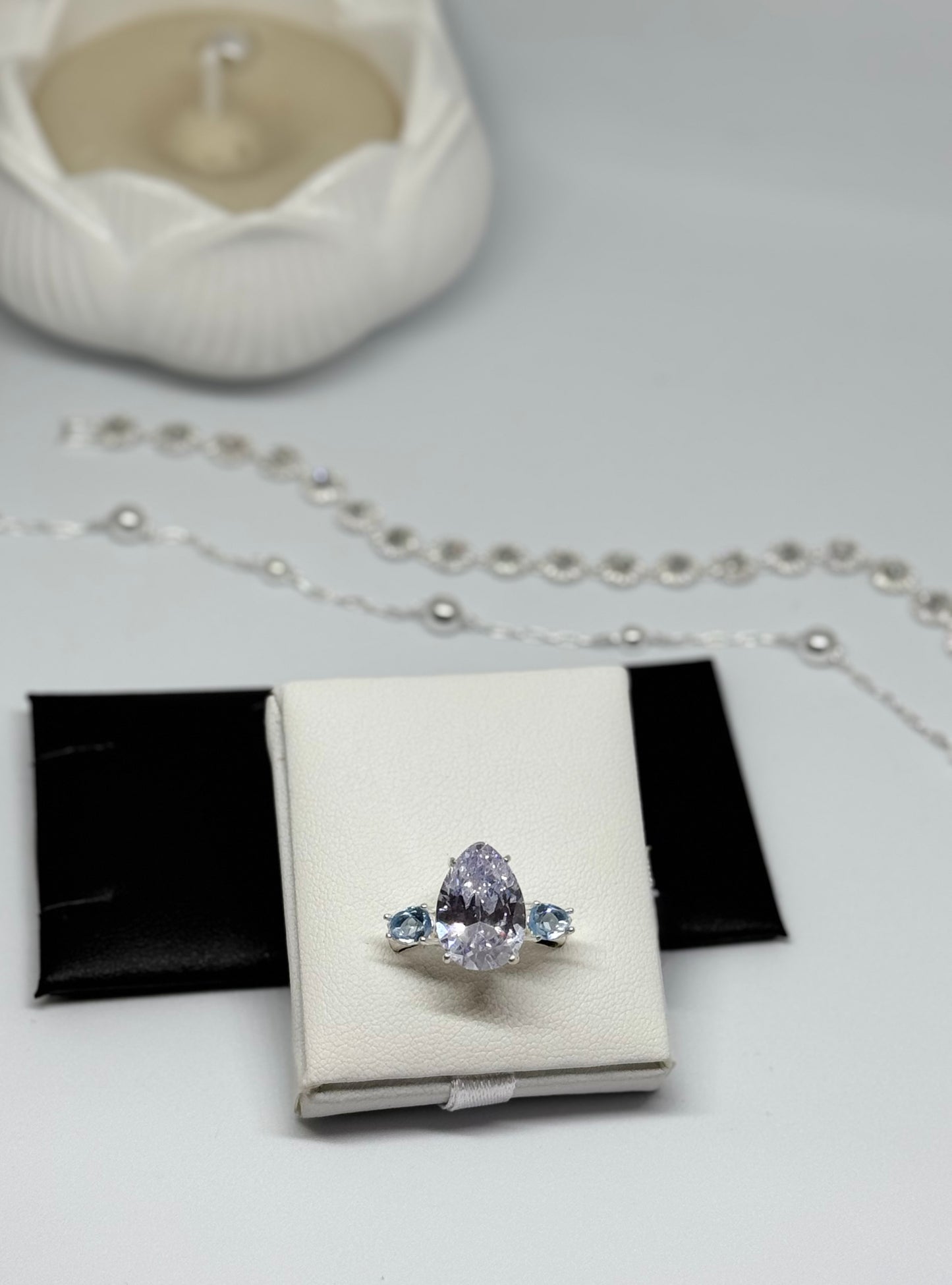 Anel Aurora blue de zircônia