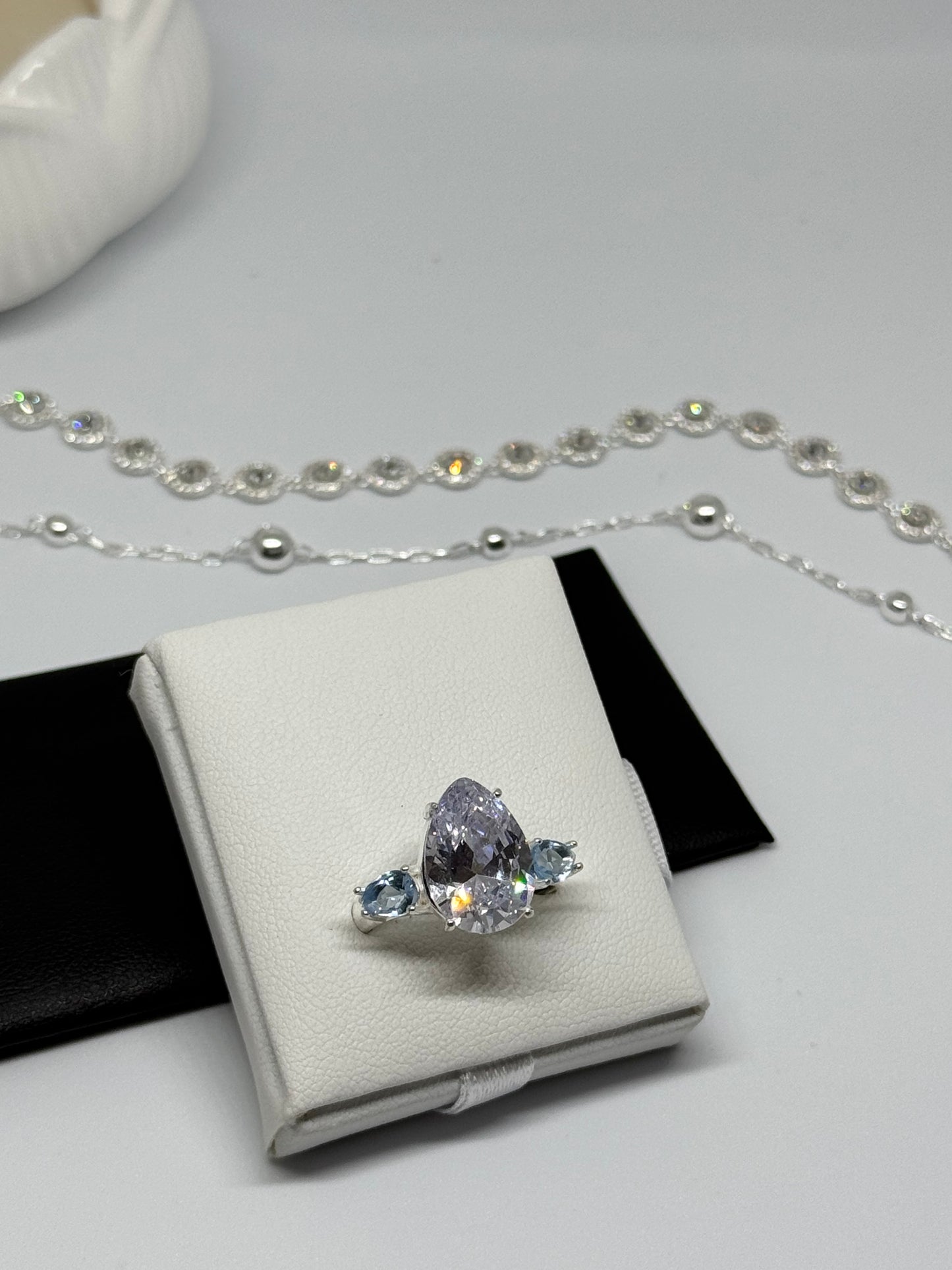 Anel Aurora blue de zircônia